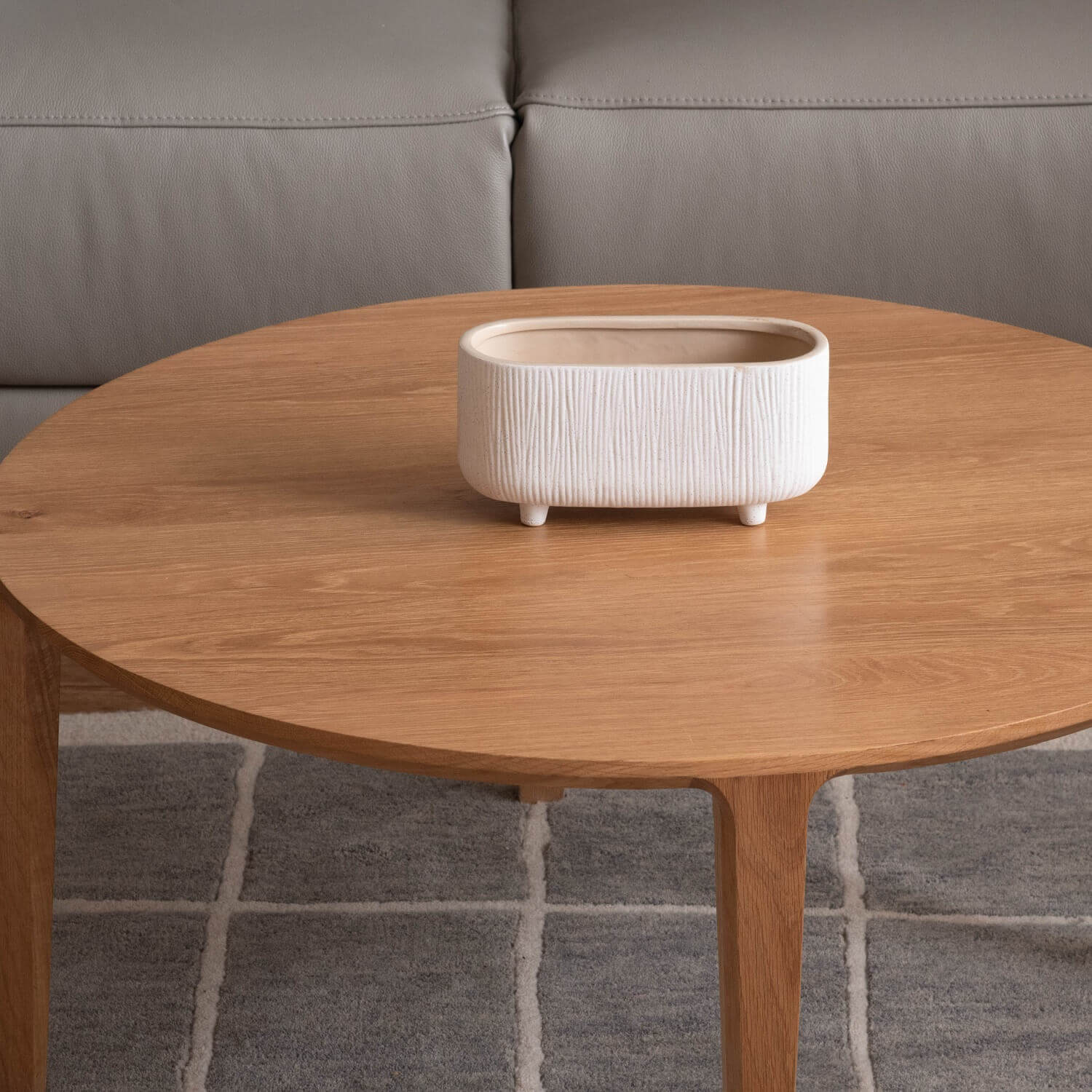 Solid oak round coffee table