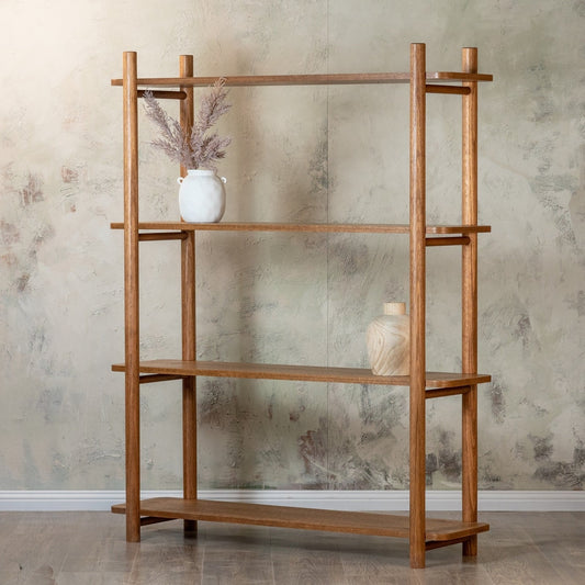 walnut timber bookshelf - Display unit 4 tier custom bookcase | open shelf