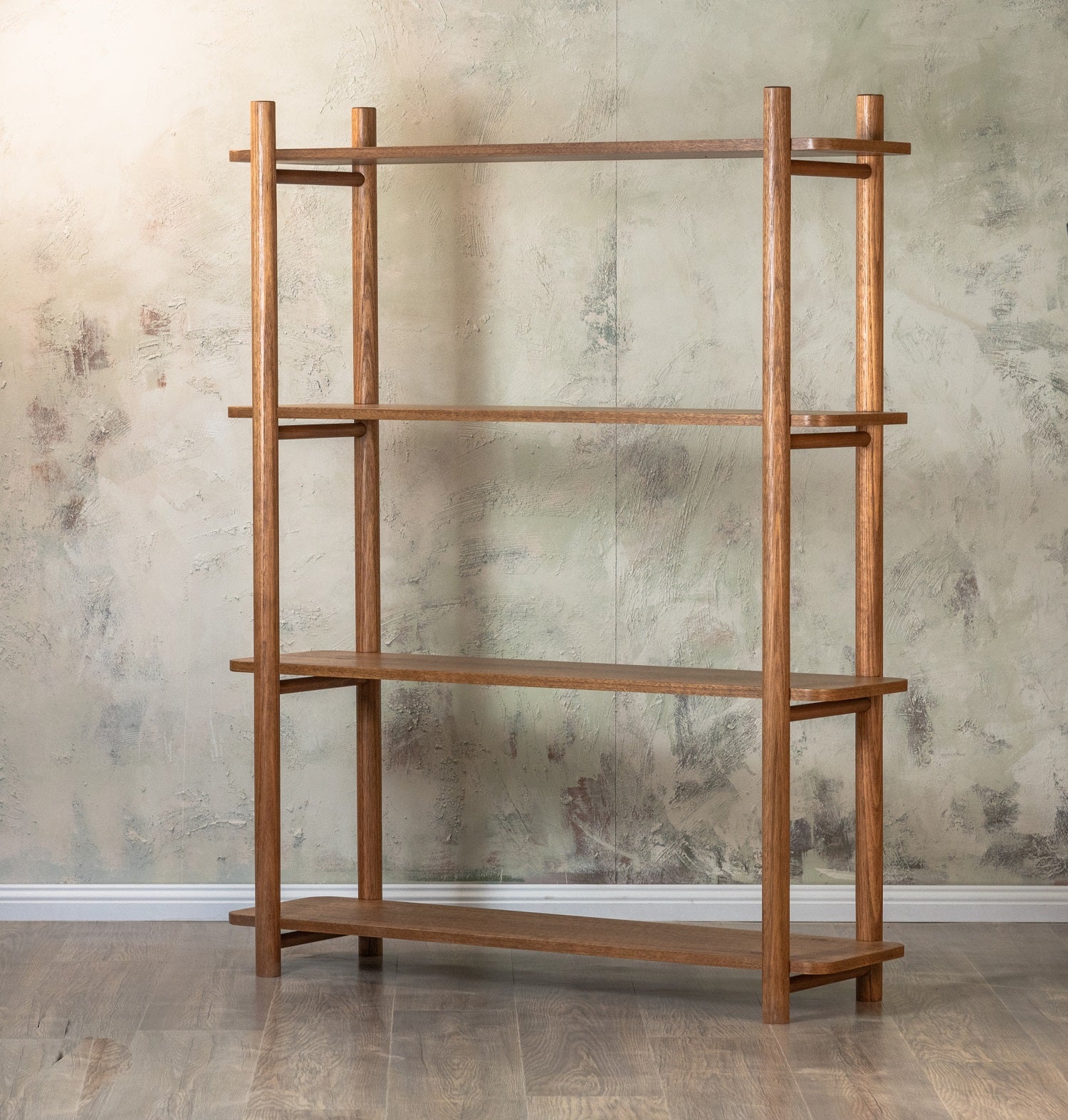 open custom bookshelf 4 tier -display unit  solid oak bookshelf