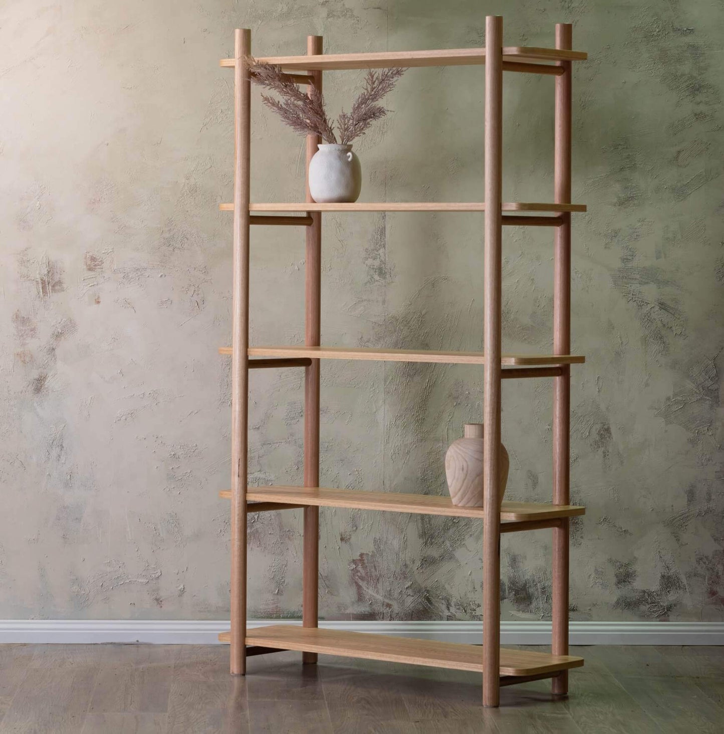 Timber Bookshelf Ahura Custom Bookshelf & Plant shelf 5 tiers & open Display Unit