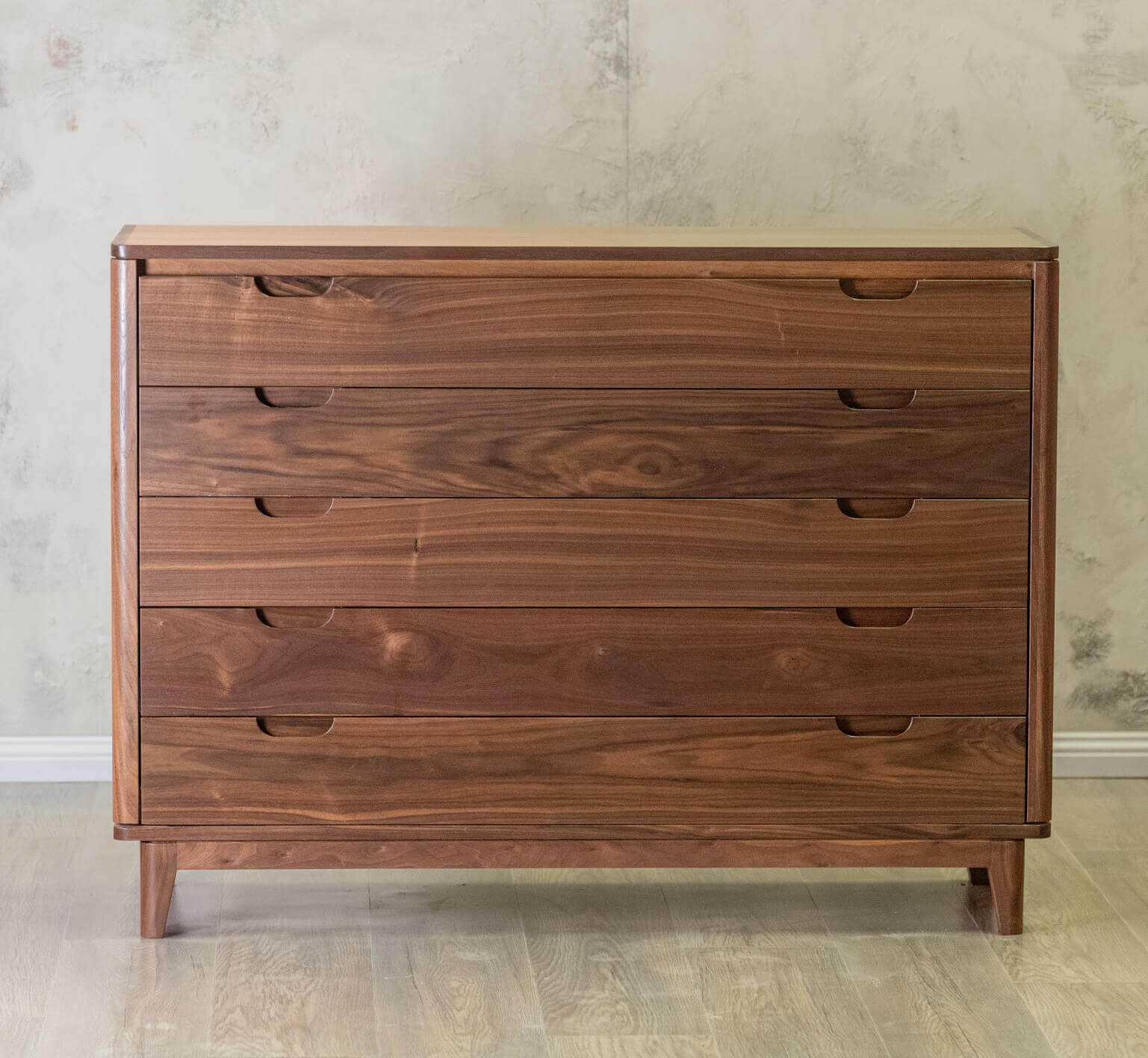 Handmade custom chest of drawers in walnut
