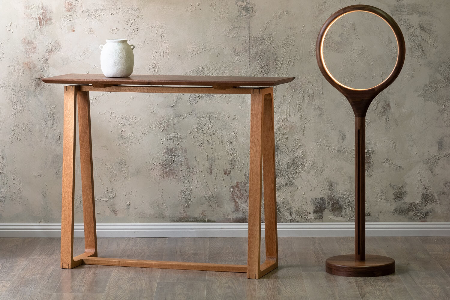 The Ring Floor Lamp Handmade in American Black Walnut