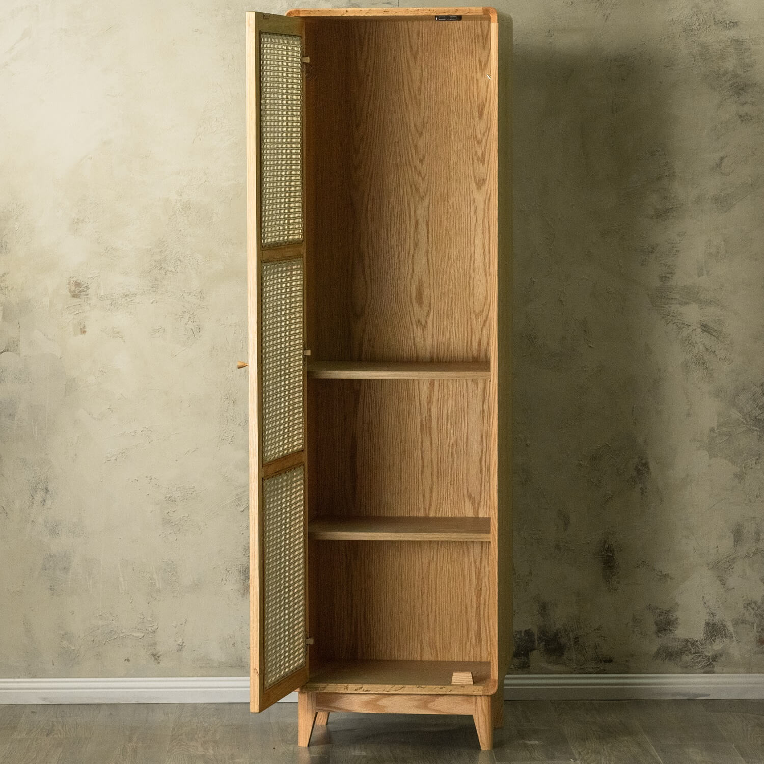 custom rattan cupboard with open doors