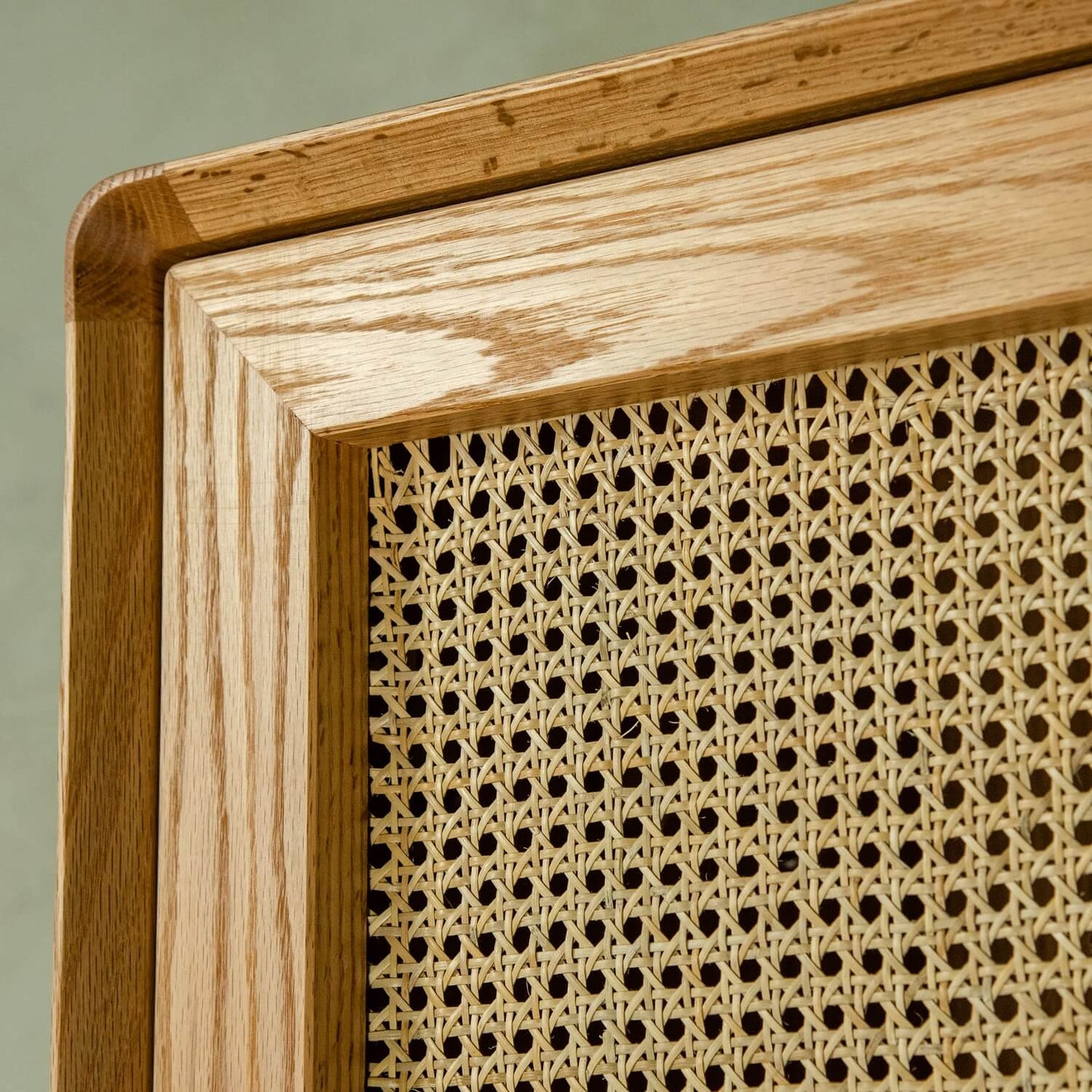Sevda Cupboard with Rattan Doors Handmade in American Oak